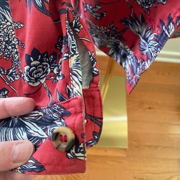 APPLESEEDS ROSE & NAVY FLORAL WESTERN STYLE JACKET W BUTTON FRONT & CUFF EUC L - Picture 8 of 9